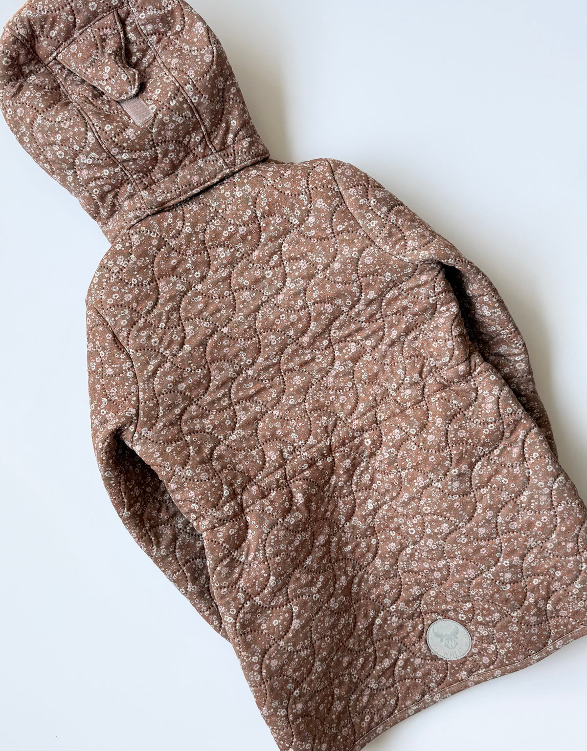 Wheat Thermo Quilted Hooded Fall Jacket Lulu in Tan Dainty Floral (5 Years)