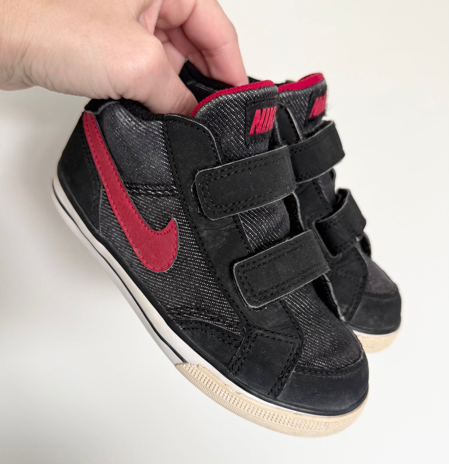 Nike Capri II Black Jean & Red Velcro Sneakers (9)