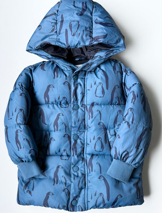 Zara Blue Penguins Puffer Winter Jacket (3/4 Years)