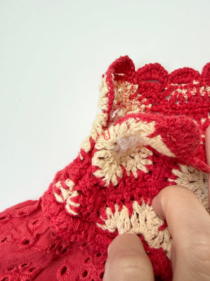Zara Red Crochet & Lace Tank Dress (4 Years)