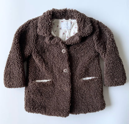 Zara Brown Teddy Bear Sherpa Cherries Jacket (4-5 Years)