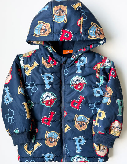 Nickelodeon Paw Patrol Navy Characters AOP Fleece Lined Puffer Jacket (4T)