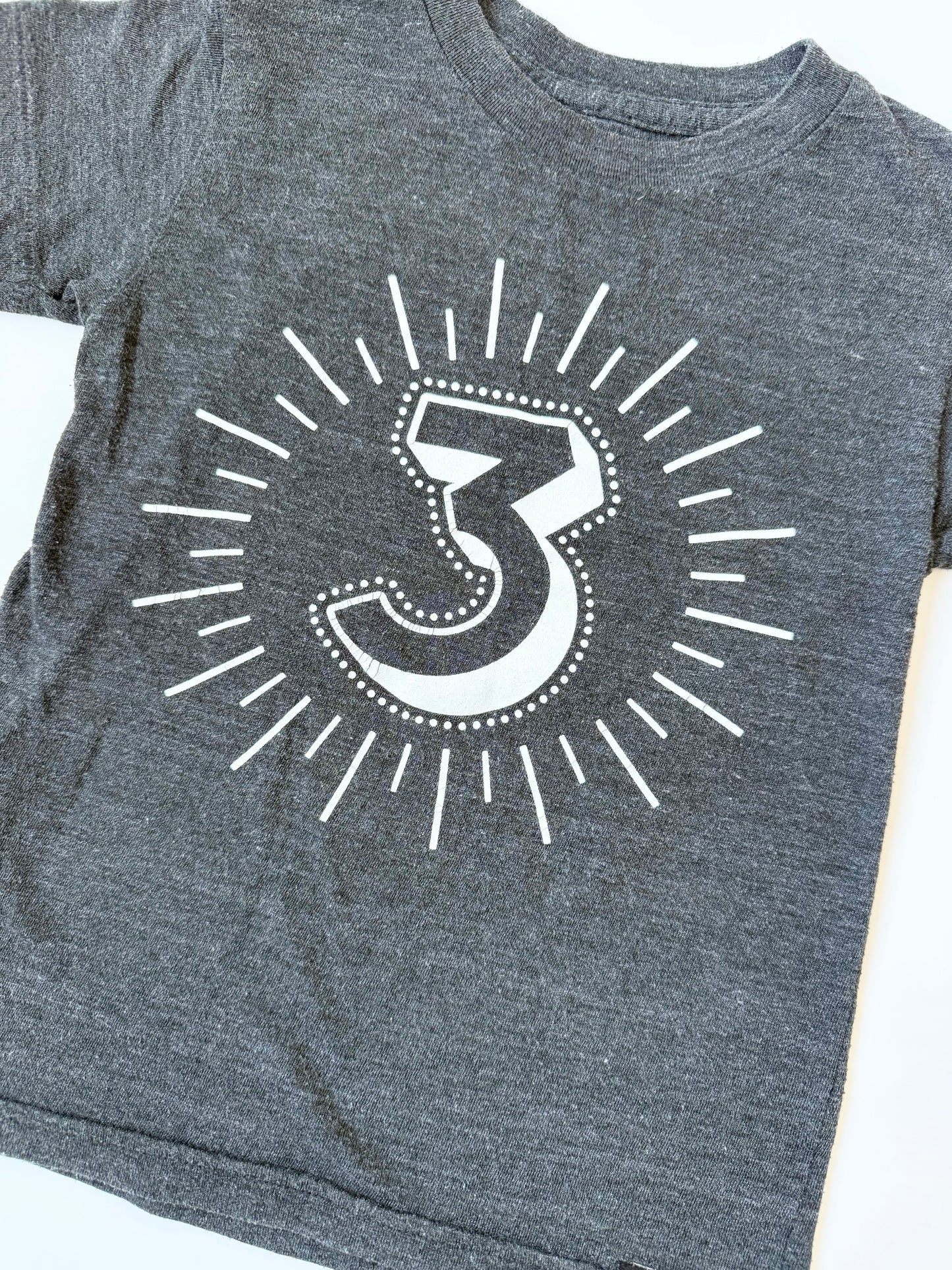 Whistle & Flute Grey “3” Birthday T-Shirt (3T)