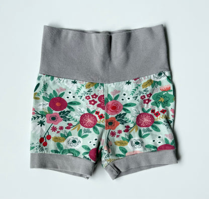 Blankaroo Handmade Grey & Colorful Floral Shorts (6-12 Months)