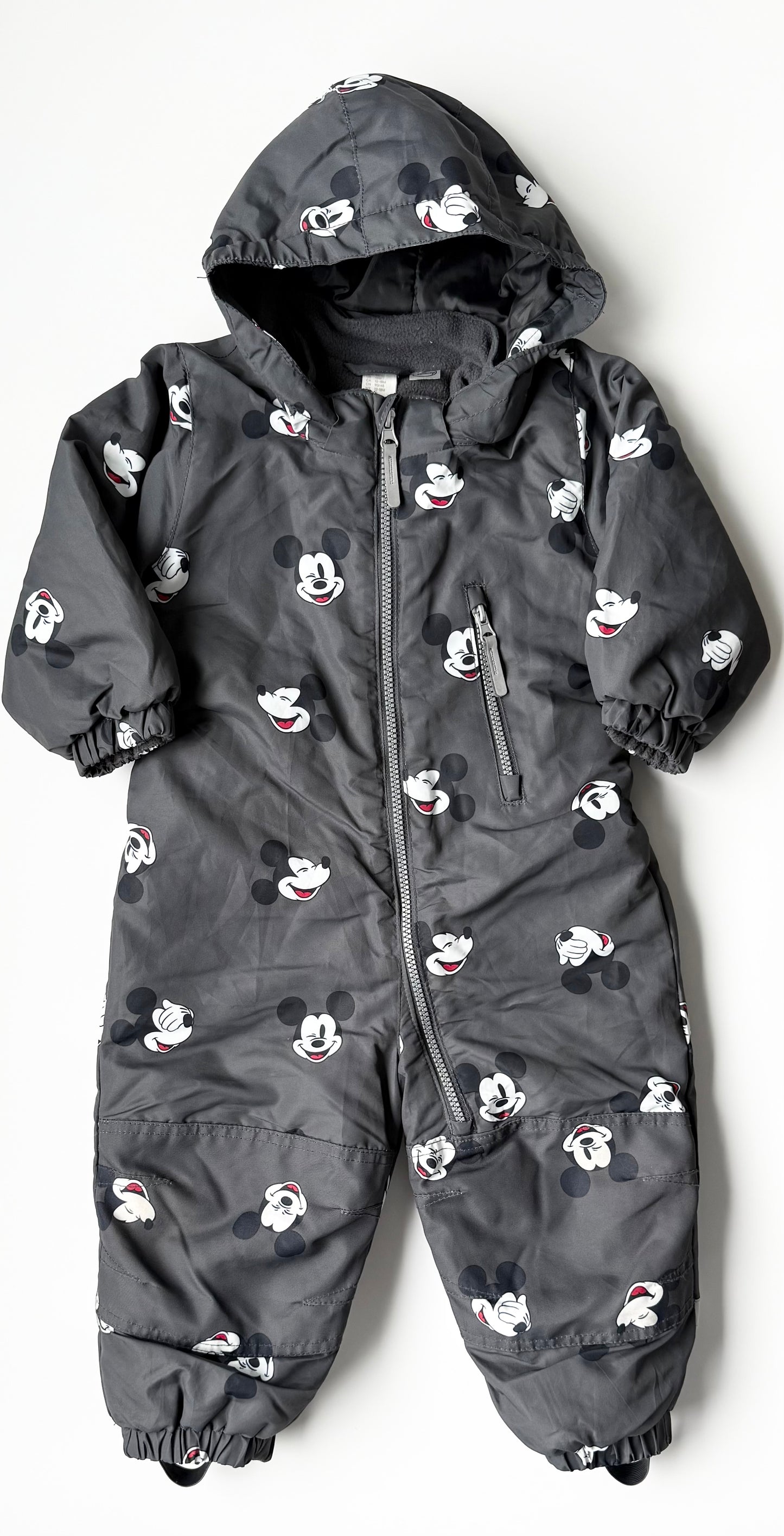 H&M x Disney Dark Grey Mickey Mouse One Peice Snowsuit (12-18 Months)