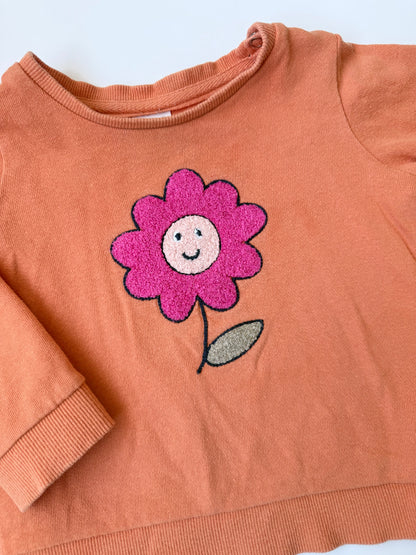 Seed Orange & Fuzzy Flower Sweater (12-18 Months)