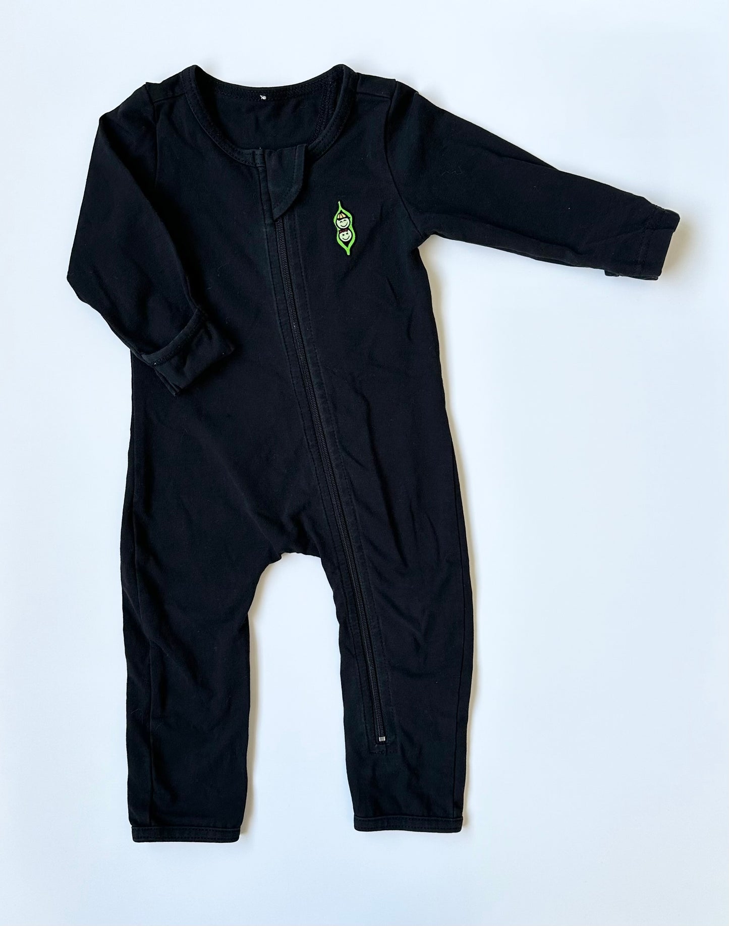 Peekaboo Beans Black Sleeper Romper (3-6 Months)