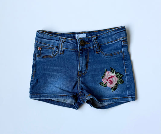 Hudson Pink Embroidered Flower Jean Shorts (4T)