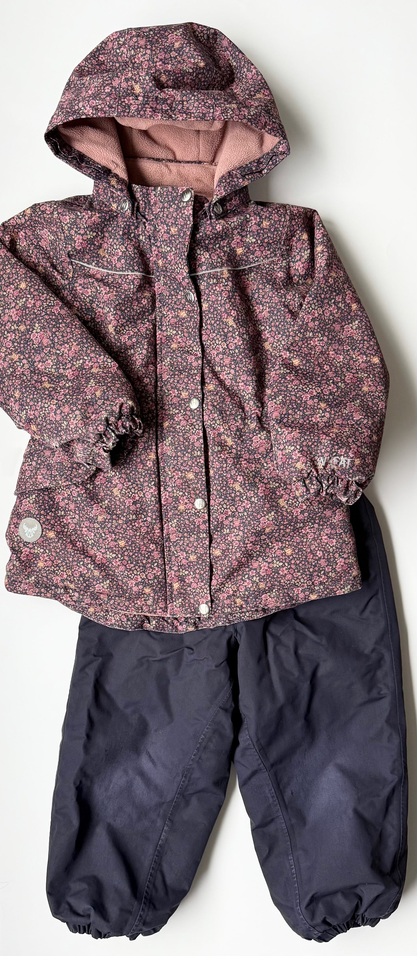 Wheat Deep Blue Flowers Mathilde Tech Jacket & Navy Ski Pants Sal Two Piece Set (4 Years)