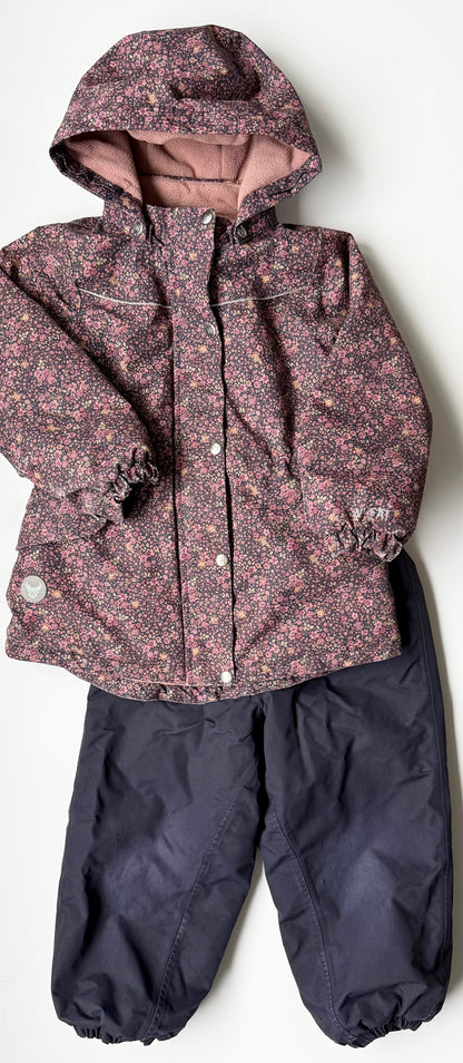 Wheat Deep Blue Flowers Mathilde Tech Jacket & Navy Ski Pants Sal Two Piece Set (4 Years)