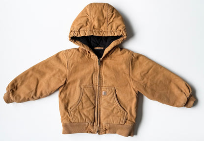 Carhartt Brown Active Flannel Quilt-Lined Cotton Duck Canvas Jacket (4T)