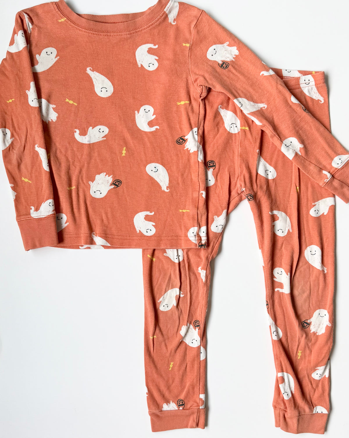 Carters Orange Ghosts Two Peice PJ Set (5T)