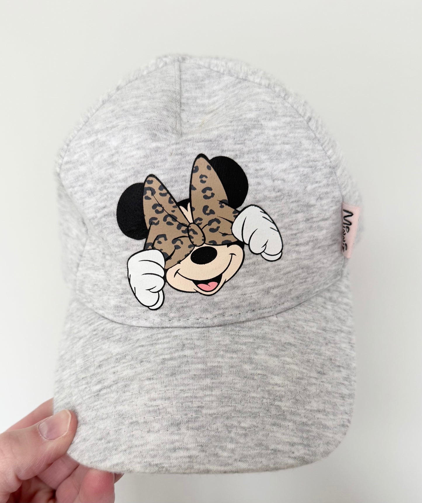 H&M Disney Heather Grey Minnie Mouse Cheetah Bow Ball Cap (12-24 Months)