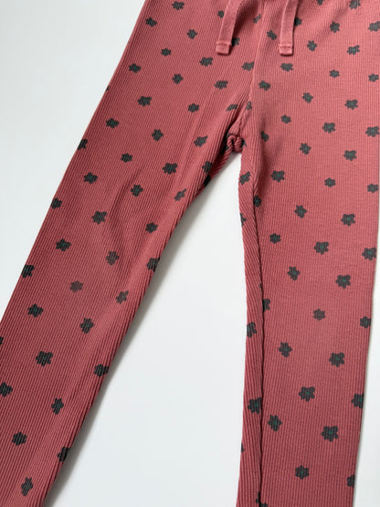 Zara Dark Red Floral Ribbed Leggings (2-3 Years)