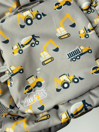 Jan & Jul Xplorer Grey Construction Trucks Backpack (15L)