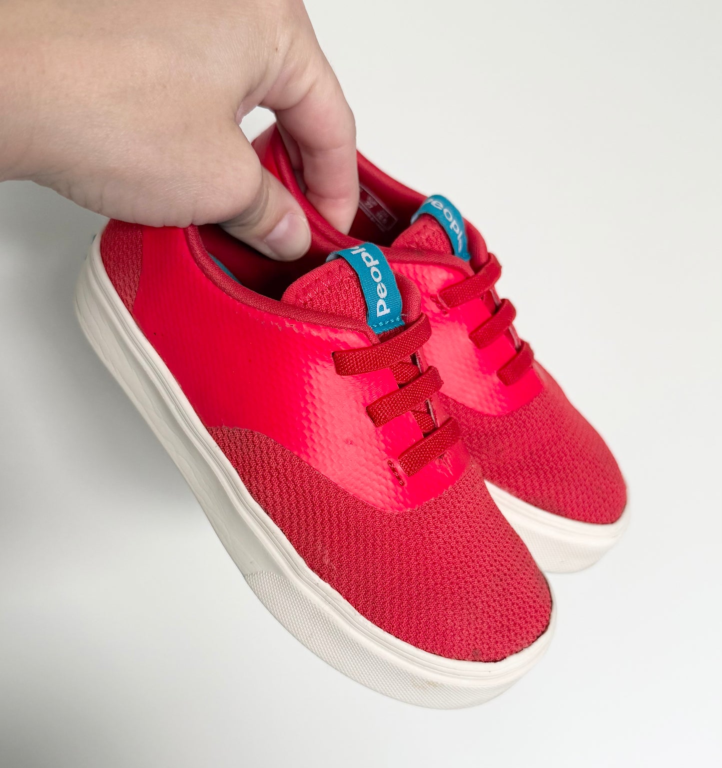 People Red Stretch Lace Slip On Sneakers (10)