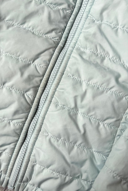 The North Face Mossbud Swirl Light Blue & Grey Fuzzy Reversible Winter Jacket (5T)