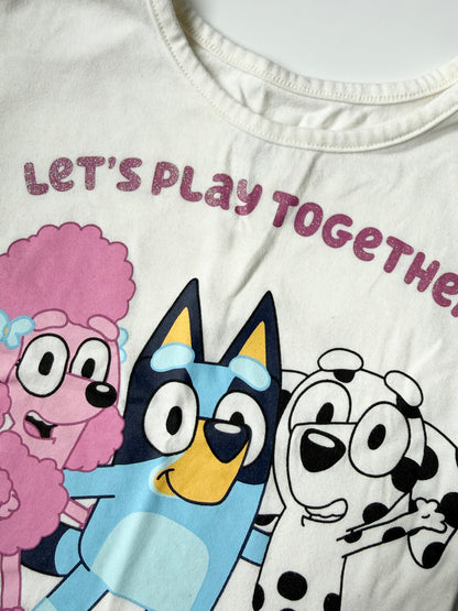 Bluey White “Let’s Play Together” Ruffle Sleeveless Top (3T)