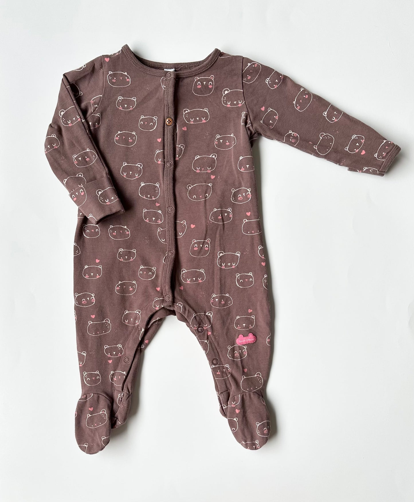 Souris Mini Brown Teddy Button Sleeper (3-6 Months)