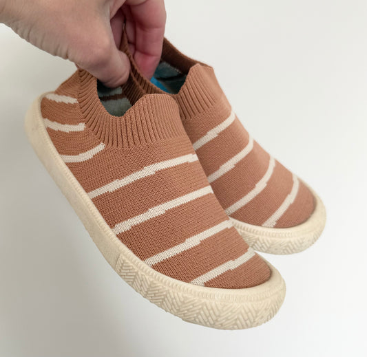 Jan & Jul Dark Orange Striped Knit Slip Ons (11)
