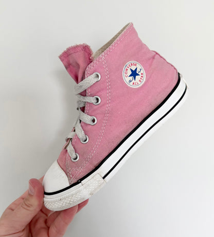 Converse Pink High Top Lace Up Sneakers (10)
