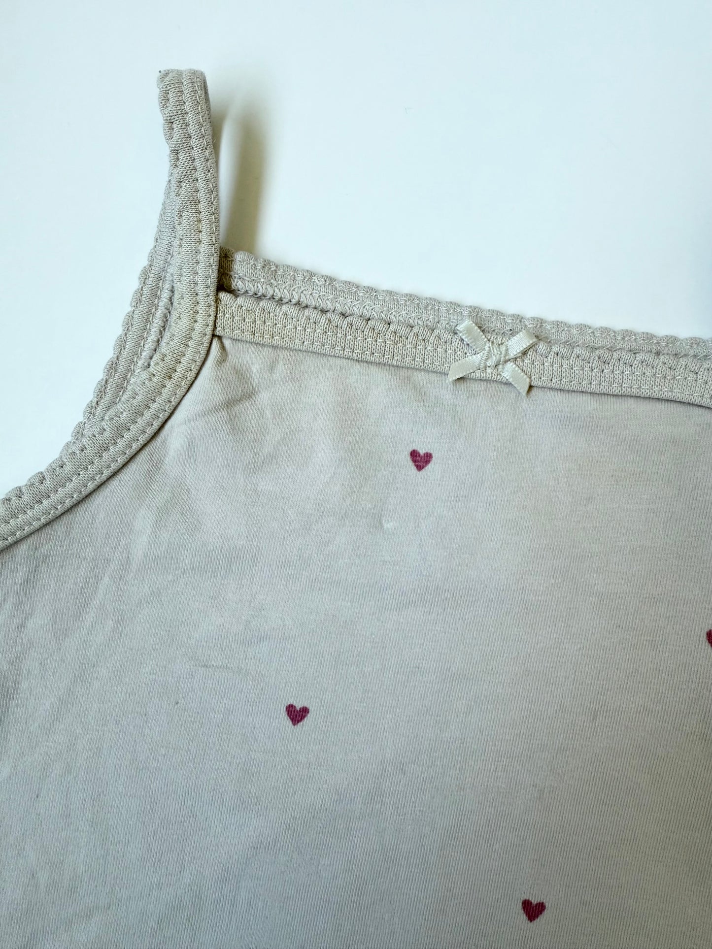 H&M Light Grey & Hearts Tank Top Bodysuit (2-4 Months)