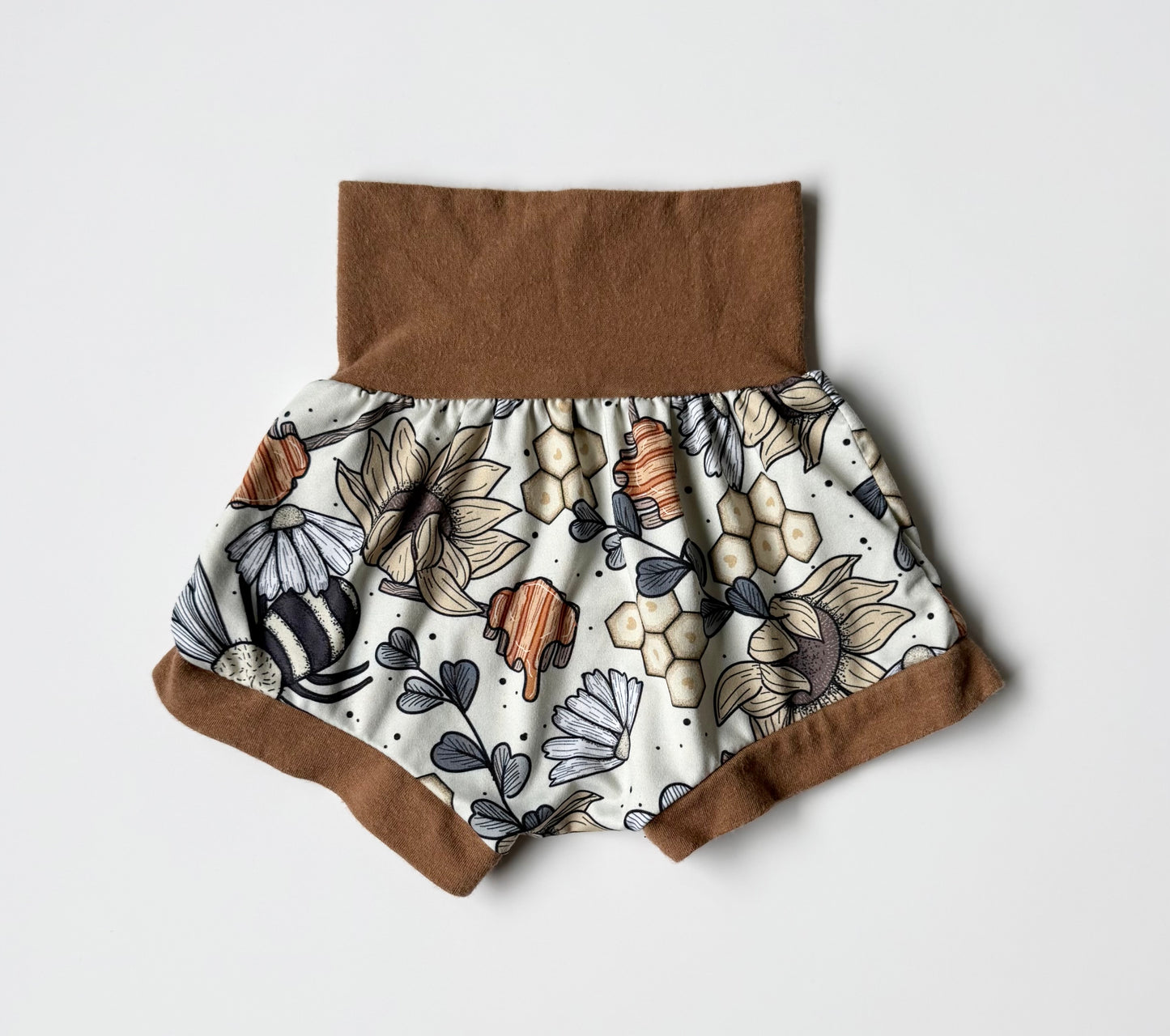 Five Little Wildlings Brown Honey Bee Bummie Shorts (3-18 Months)