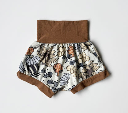 Five Little Wildlings Brown Honey Bee Bummie Shorts (3-18 Months)