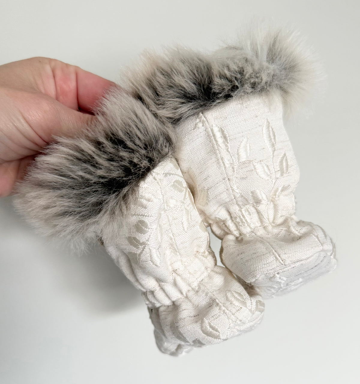 Oaks & Sparrow Co. Fur Cream Embroidered Lace Up Booties (2)