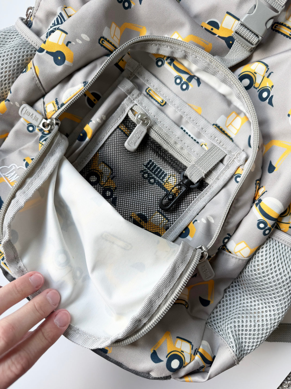 Jan & Jul Xplorer Grey Construction Trucks Backpack (15L)