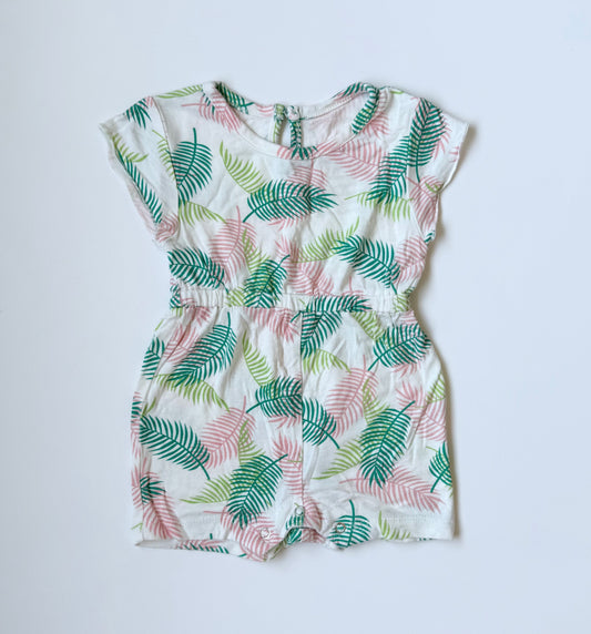Silkberry Baby Green & Pink Summer Romper (Newborn - 3 Months)