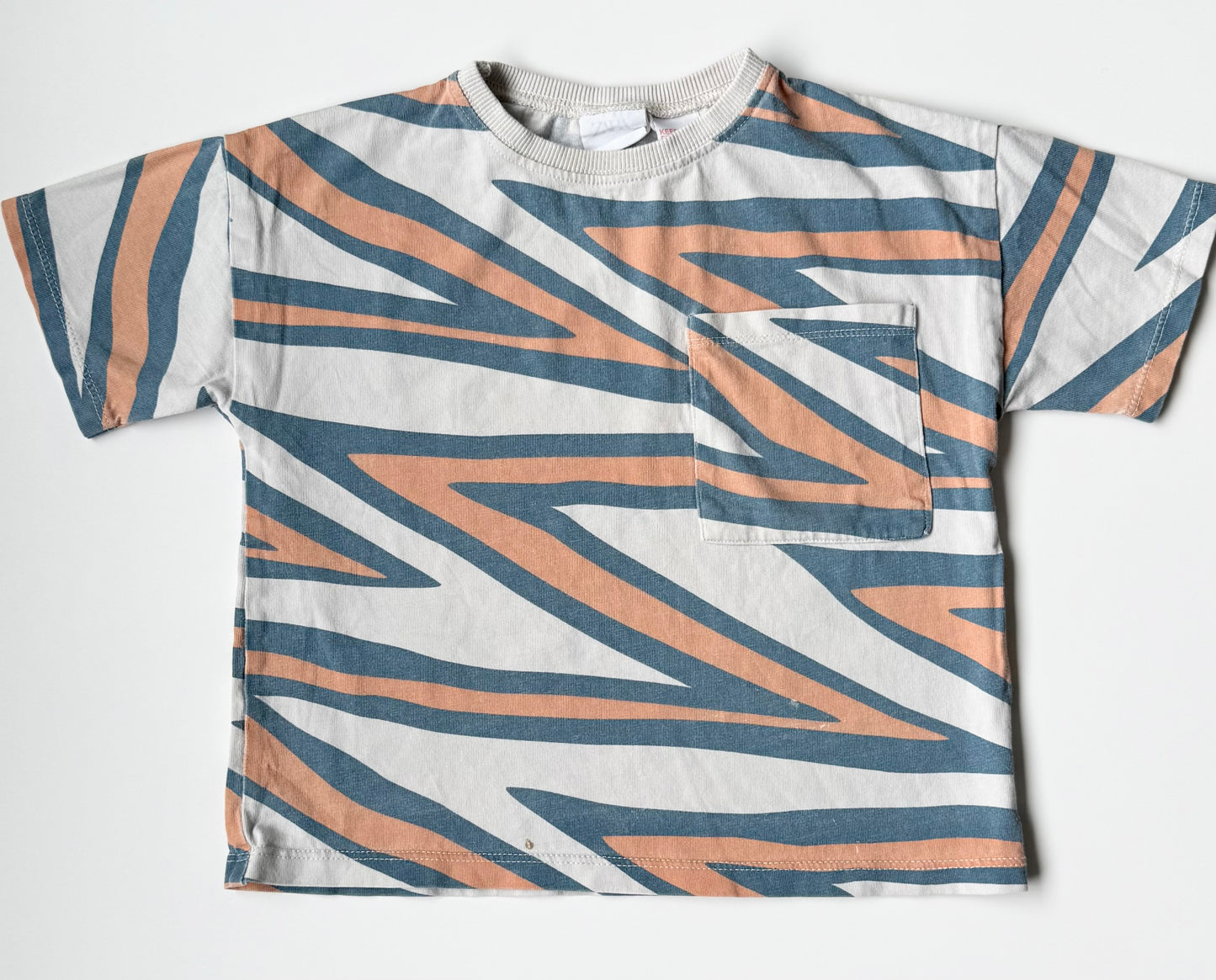Zara Blue & Orange ZigZag Stripes T-Shirt (3-4 Years)