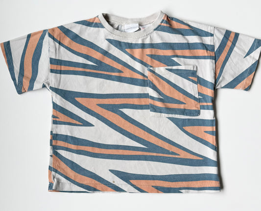 Zara Blue & Orange ZigZag Stripes T-Shirt (3-4 Years)