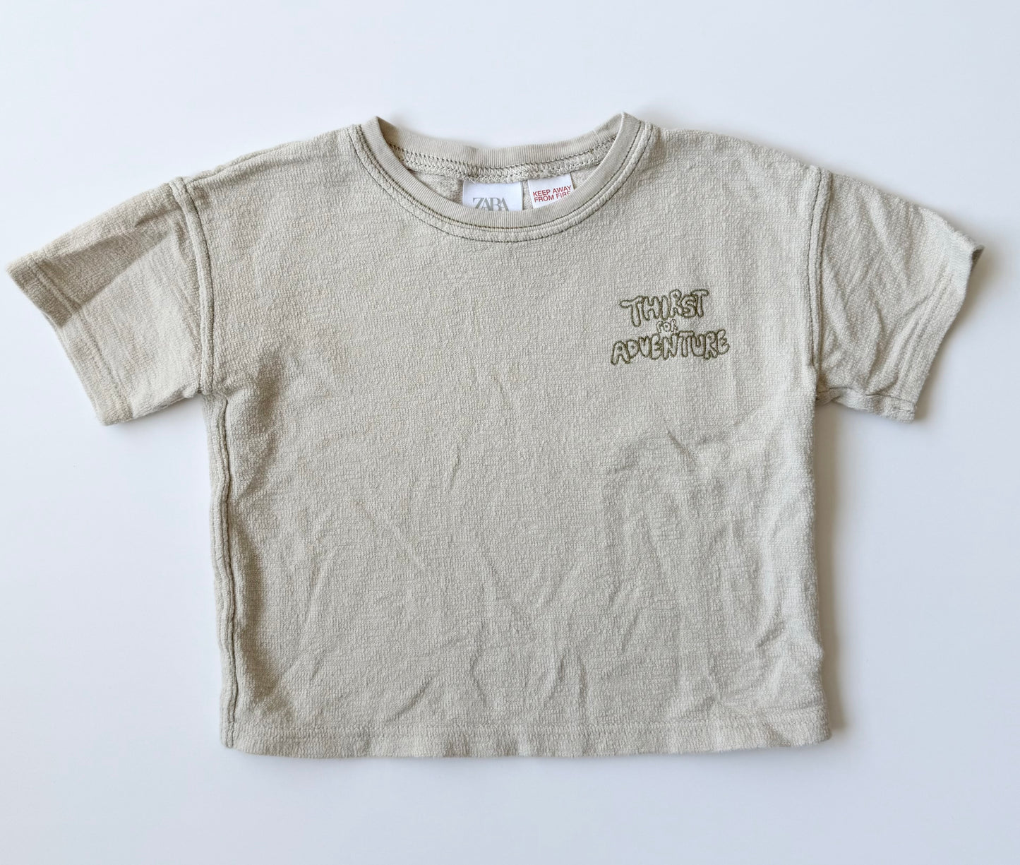 Zara Tan & Green “Thirsty For Adventure” T-Shirt (9-12 Months)