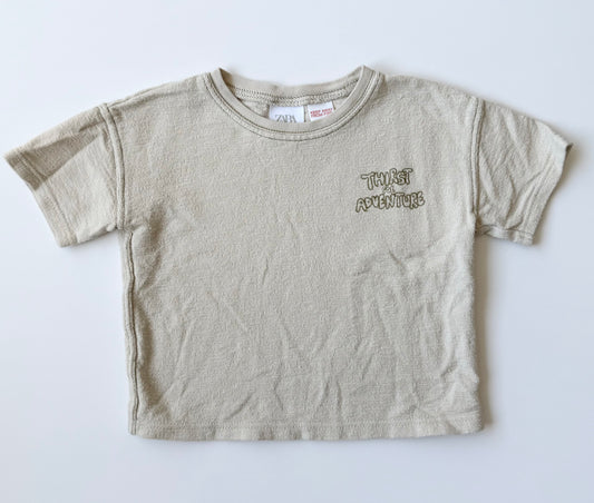 Zara Tan & Green “Thirsty For Adventure” T-Shirt (9-12 Months)