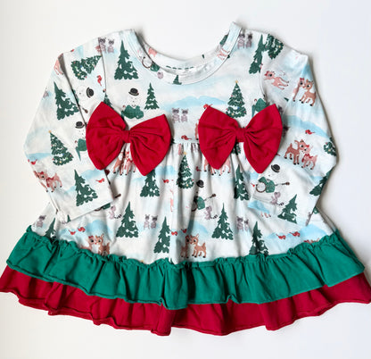 Rudolph the Red Nosed Reindeer Large Bows Christmas Dress (6-12 Months)