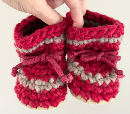 Knit Red & Grey Booties (3)