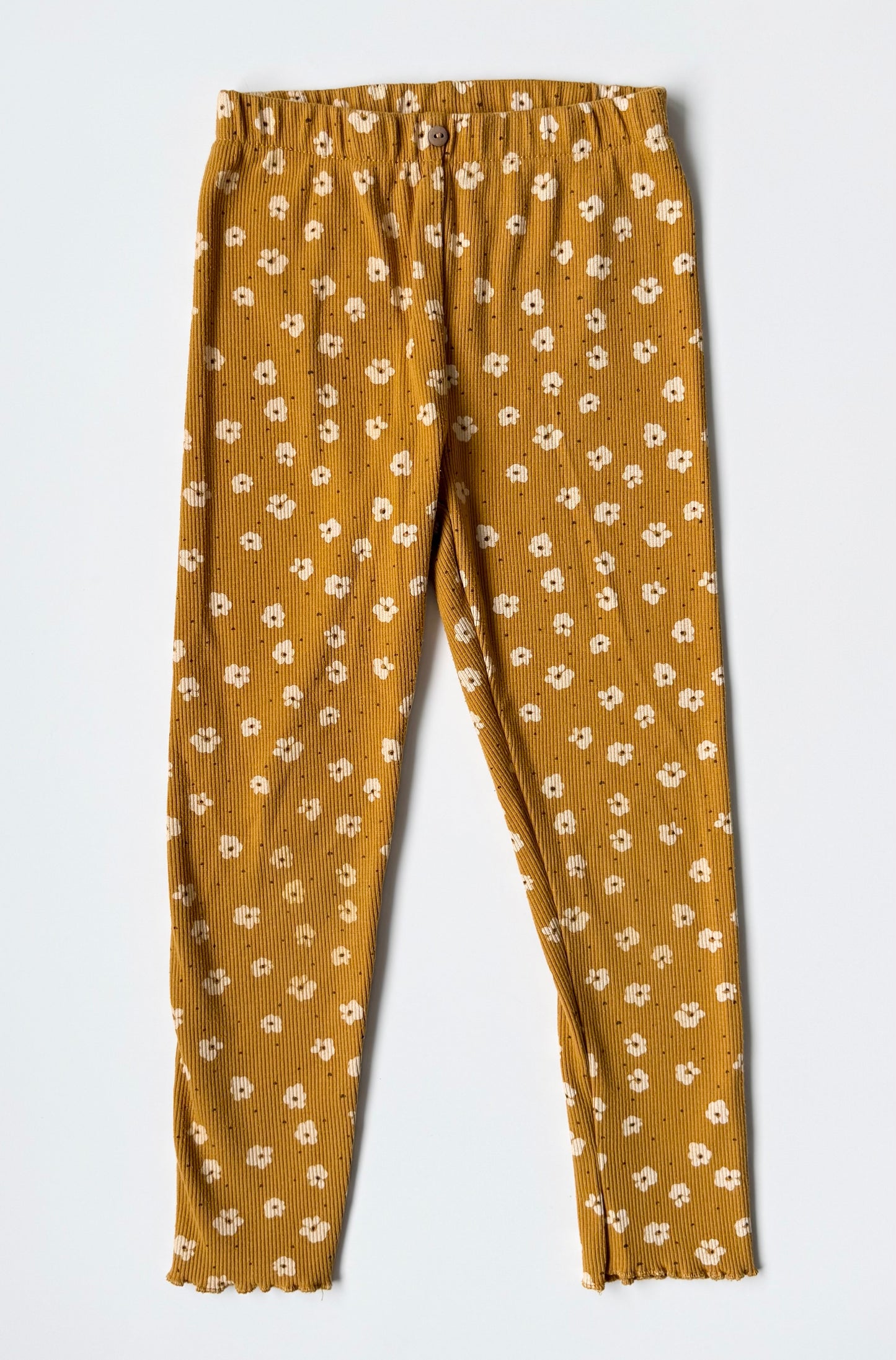 Zara Mustard Floral Ribbed Long Sleeve & Leggings Set (4-5 Years)