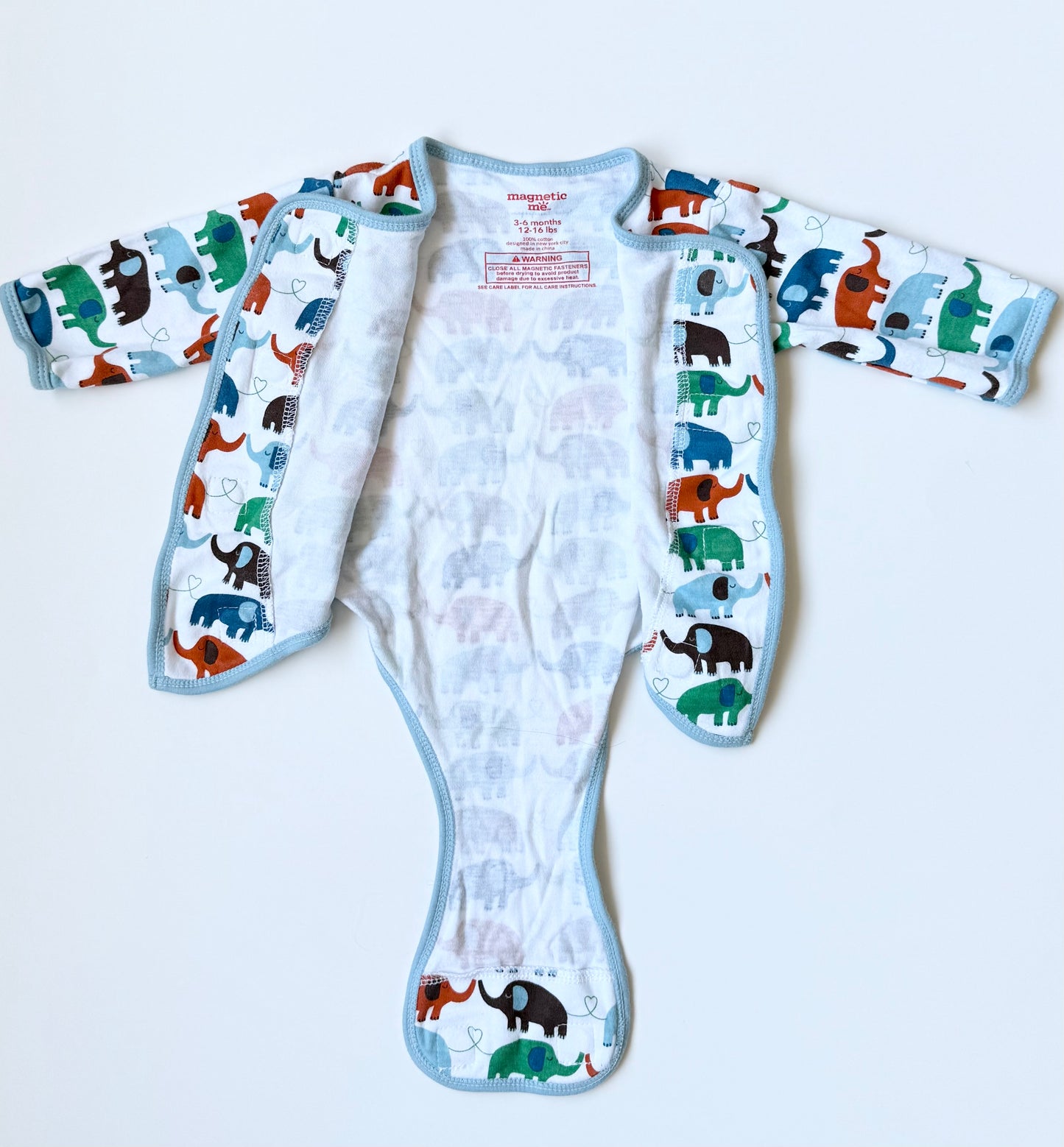 Magnetic Me Colourful Elephants Magnetic Bodysuit (3-6 Months)