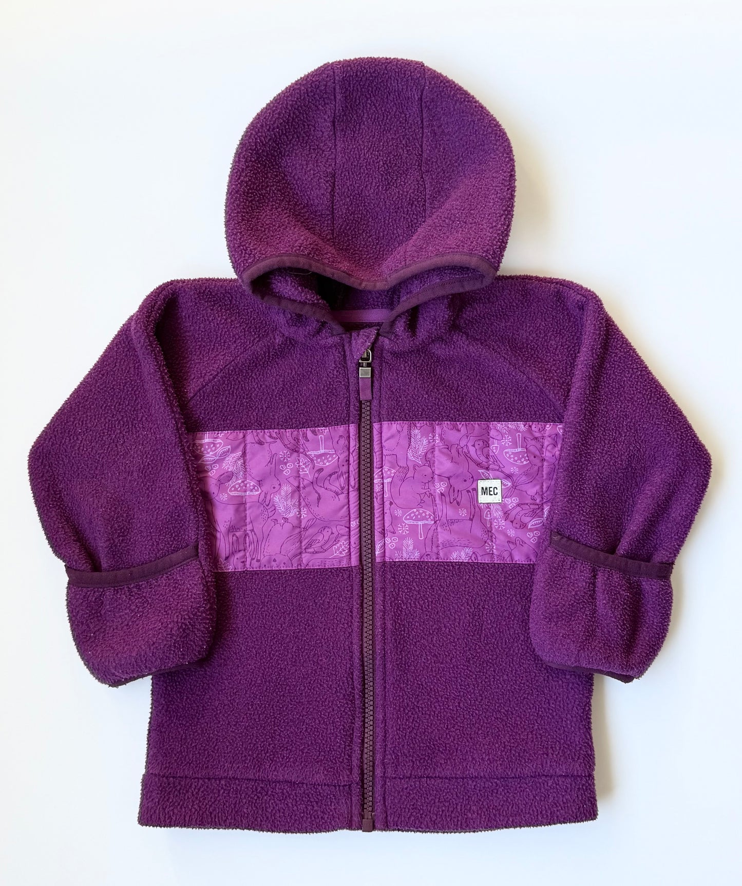 MEC Purple Woodland Creatures Fleece Hooded Zip Up (18 Months)