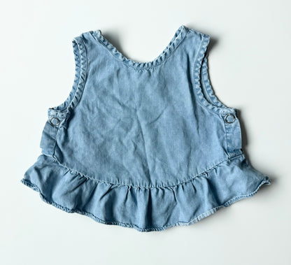 Zara Light Denim Peplum Cropped Tank Top (5-6 Years)
