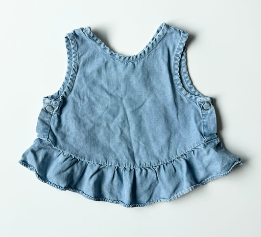Zara Light Denim Peplum Cropped Tank Top (5-6 Years)