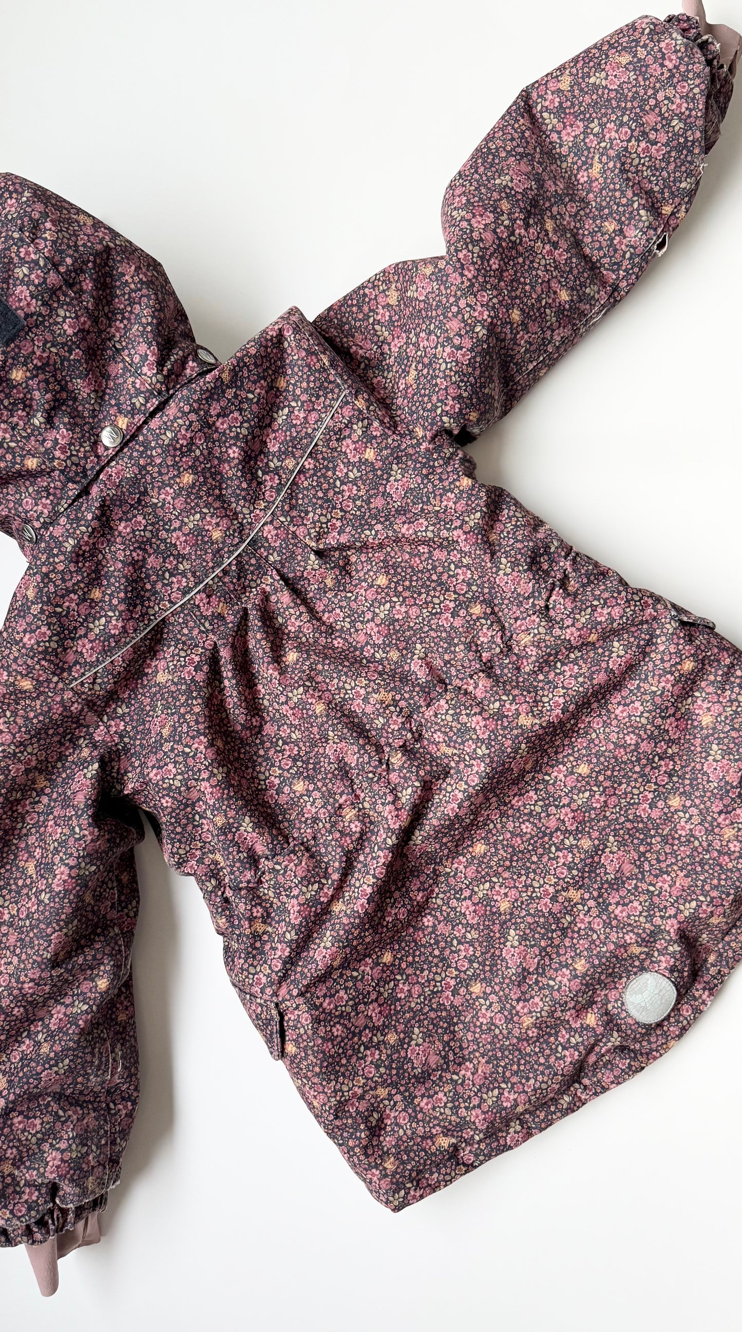 Wheat Deep Blue Flowers Mathilde Tech Jacket & Navy Ski Pants Sal Two Piece Set (4 Years)