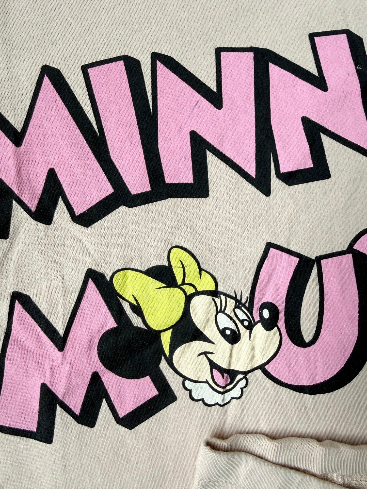 H&M x Disney Beige Minnie Mouse T-Shirt & Matching Biker Shorts Set (3-4 Years)