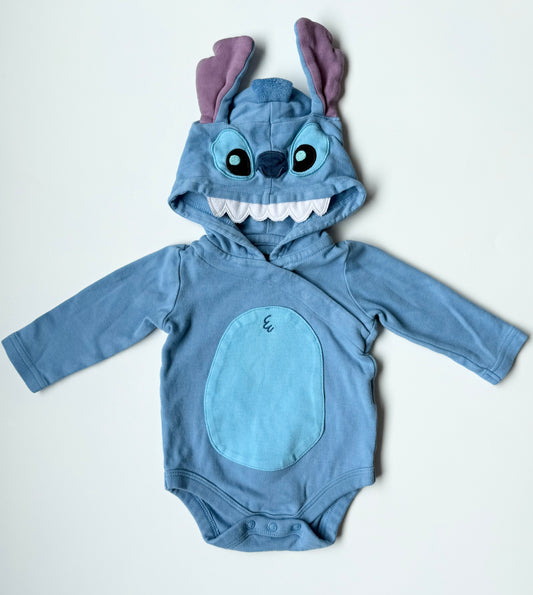 Disney Baby Blue Stitch Hooded Bodysuit (3-6 Months)