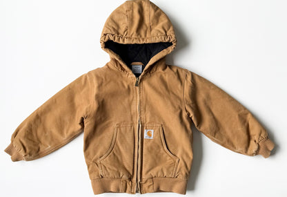 Carhartt Brown Active Flannel Quilt-Lined Cotton Duck Canvas Jacket - Extra Small (6 Years)