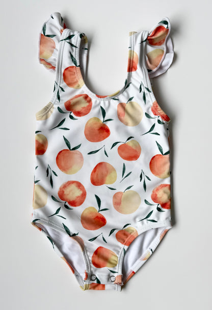 Current Tyed “The Ella” Peaches Ruffle Shoulder One Piece Swimsuit (6-12 Months)
