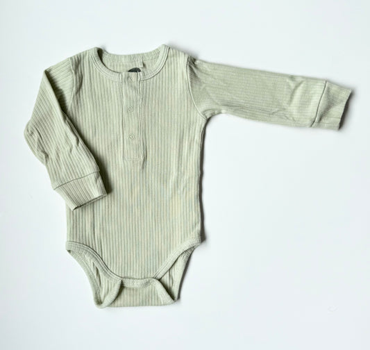 The Littlest Light Green Ribbed Bodysuit (0-3 Months)