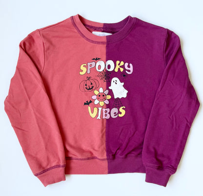 Evsie Orange & Maroon Halloween “Spooky Vibes” Sweater (5/6 Years)