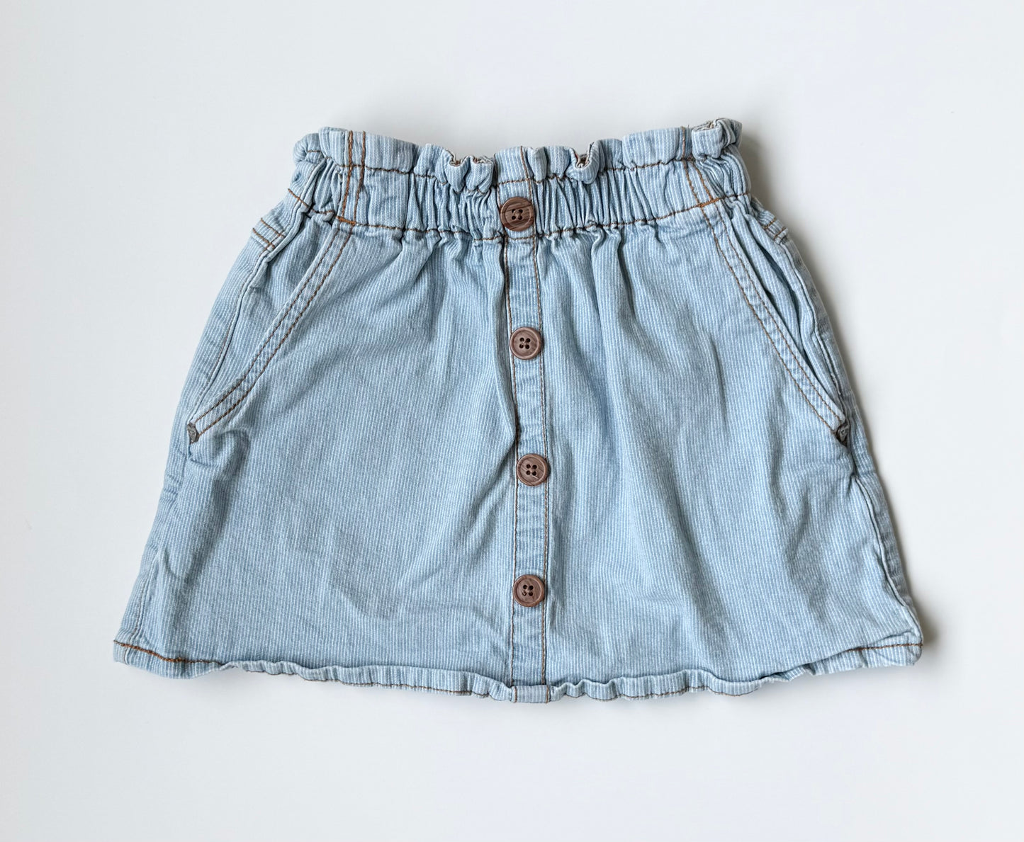 Souris Mini Light Denim Stripped Paper Bag Waisted Skirt (4T)